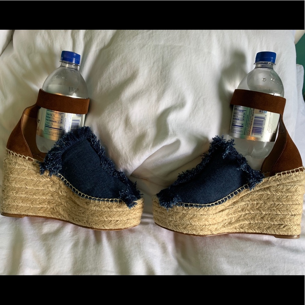 Chloe blue denim wedge sandal